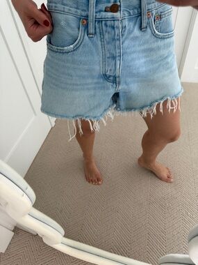Madewell Light Blue Distressed Frayed Hem Denim Shorts